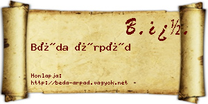 Béda Árpád névjegykártya